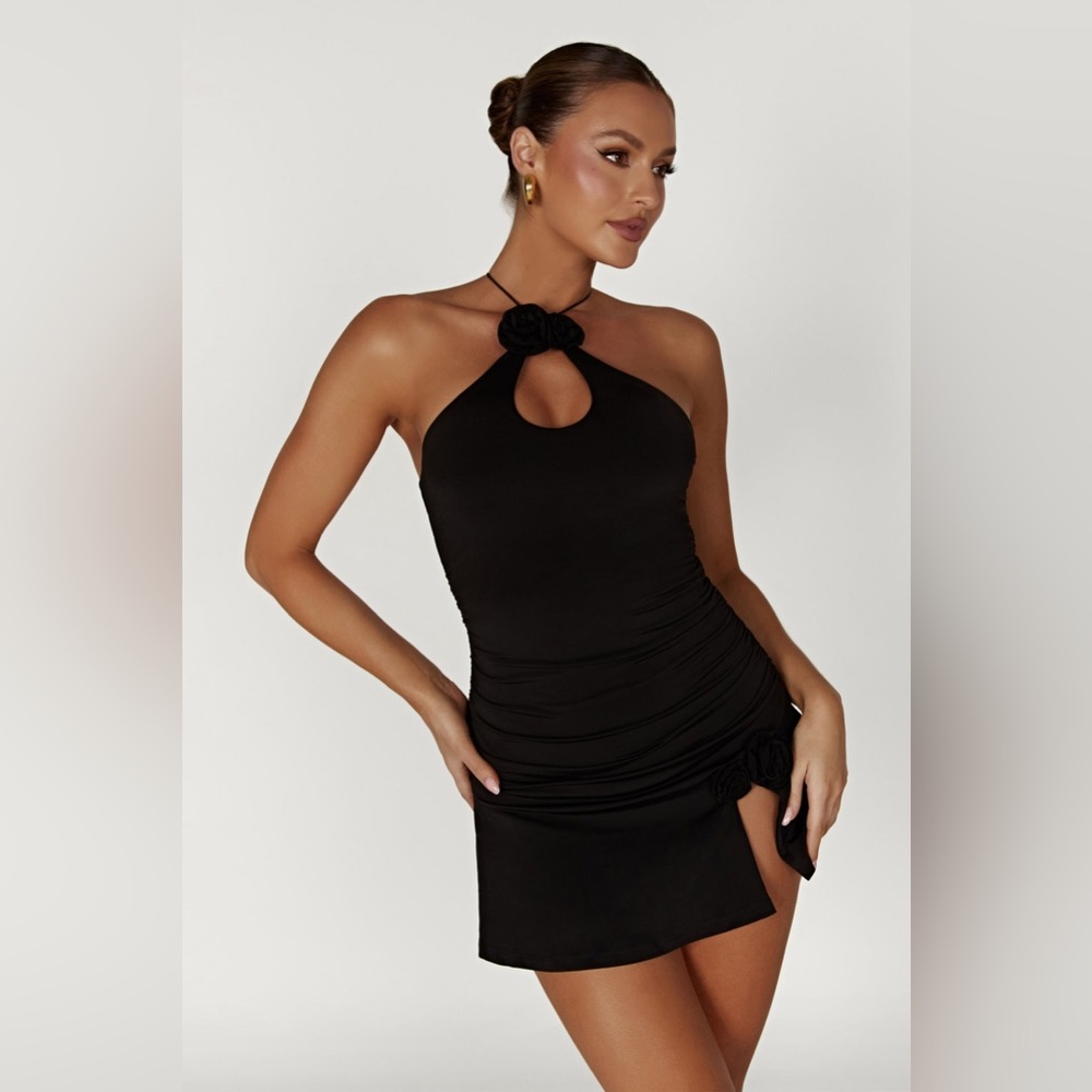 Meshki Adeline rose halter mini dress